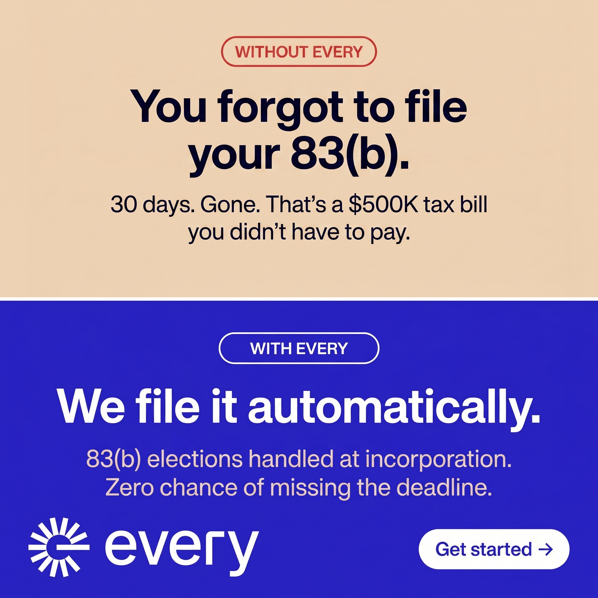 You forgot to file your 83(b). That's a $500K tax bill.