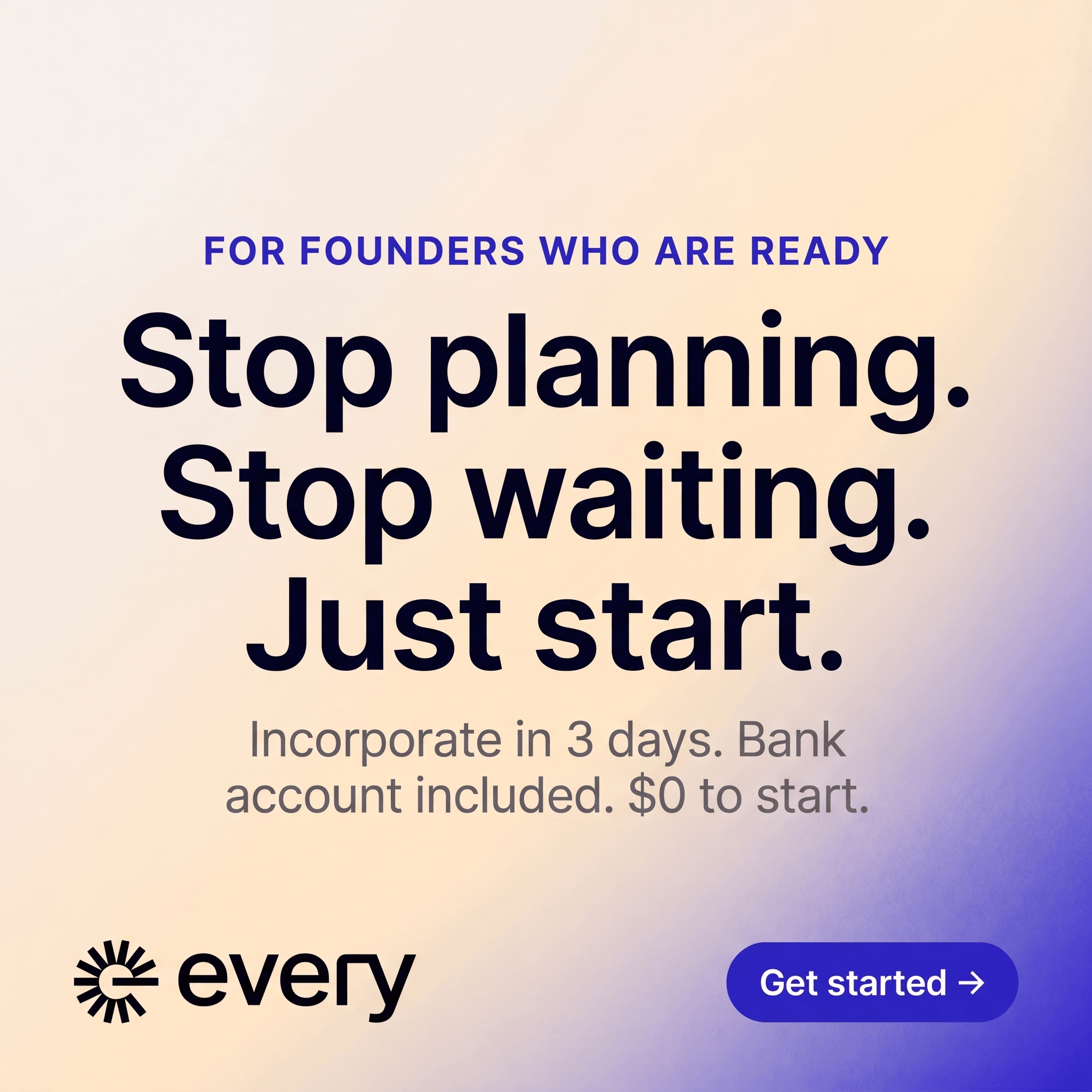 Every.io — Incorporate your startup and start banking in 3 days